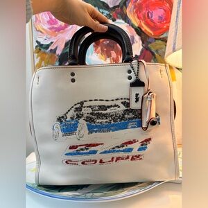 Preloved Coach 1941 Rogue 25 Race Car ZL1 Glovetanned Pebble Leather 20315 Chalk